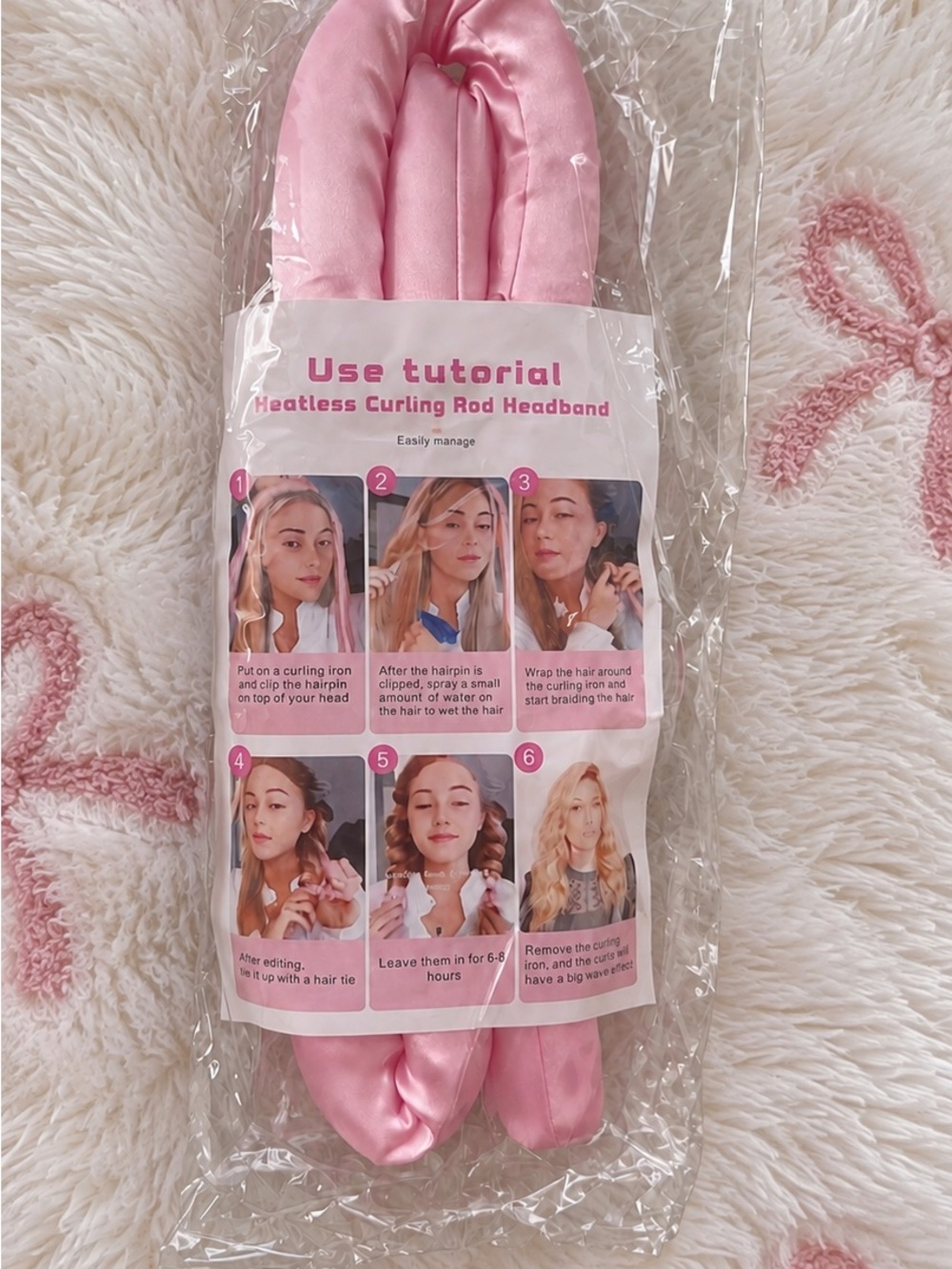 Heatless Curling Rod Headband Kids Pajamas - Pink